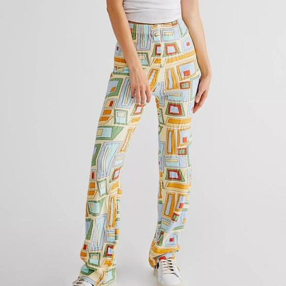 House of Sunny Pants - HOUSE OF SUNNY Pepperland Puzzle Print High Rise Knit Pants, Multi, 2